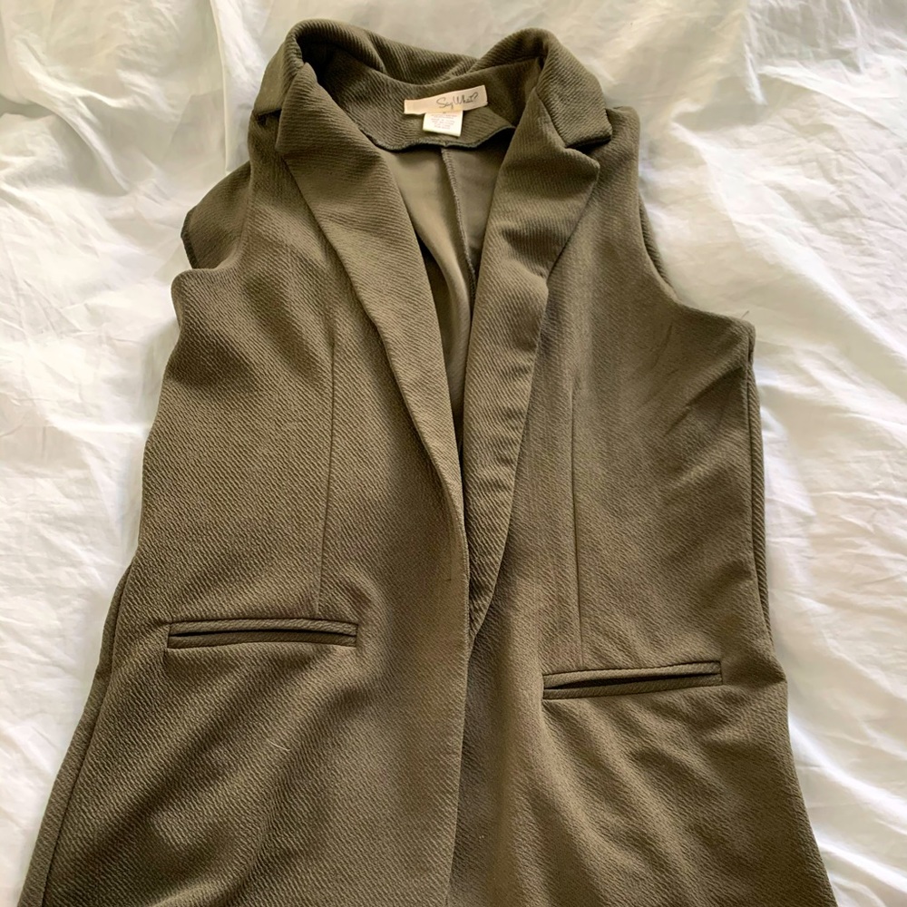 Olive green long vest
